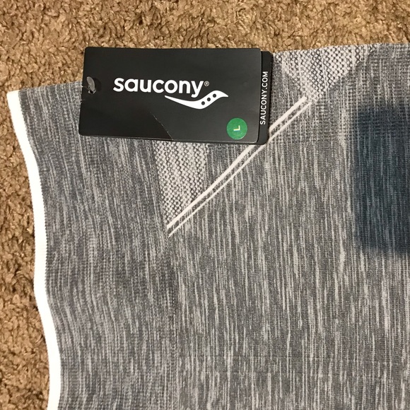 Saucony Perfect Waist Heathered Gray Leggings L - Picture 3 of 4